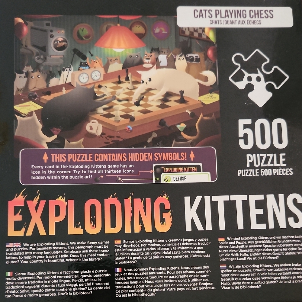 Exploding Kittens Cats Playing Chess Puzzle - Picture 3 of 3